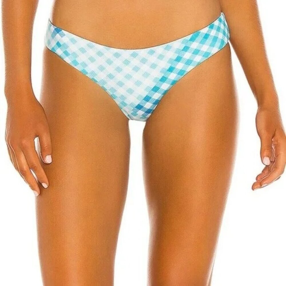 Aqua and White Gingham Bikini Bottom